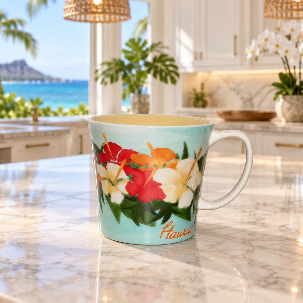 Starbucks Hawaii Hibiscus Flowers New Bone China Coffee Mug Tropical Cup